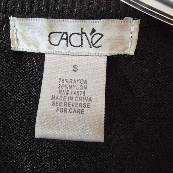 CACHE Vintage Women's Black Cardigan Embellished Size Small Y2K - Picture 6 of 10